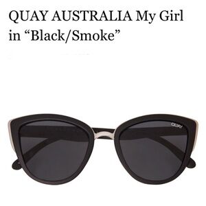 QUAY AUSTRALIA Cat Eye Sunglasses My Girl in “Black/Smoke” - NWOT